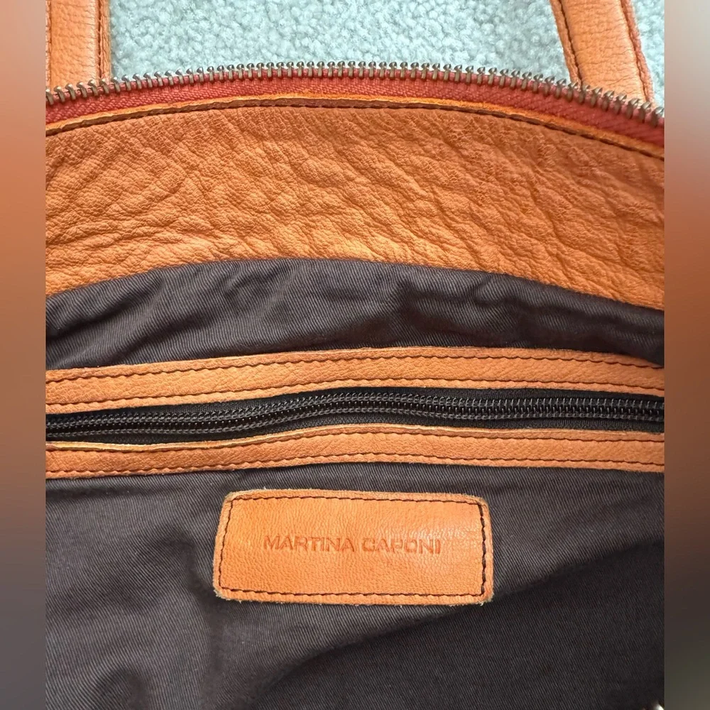 Martina Caponi Woven Orange Leather Tote Bag - Picture 5 of 8